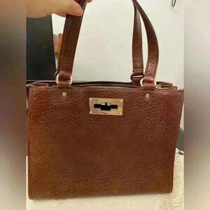 DKNY leather  triple compartment tote handbag brown